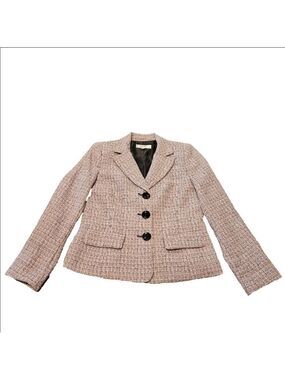 Women's Kasper Petite Pink, Black & White Tweed Blazer Jacket 10P